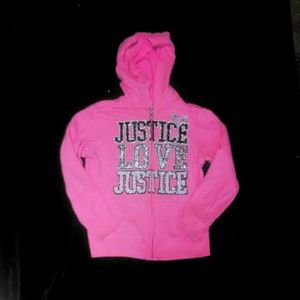 Girls pink sparkle Justice hoodie School sz 8